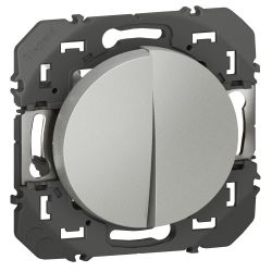 600102 Legrand - Dooxie Double interrupteur ou va-et-vient 10A 250V - Aluminium