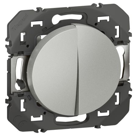 600102 Legrand - Dooxie Double interrupteur ou va-et-vient 10A 250V - Aluminium