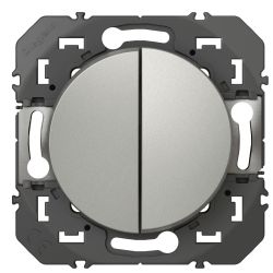 600102 Legrand - Dooxie Double interrupteur ou va-et-vient 10A 250V - Aluminium