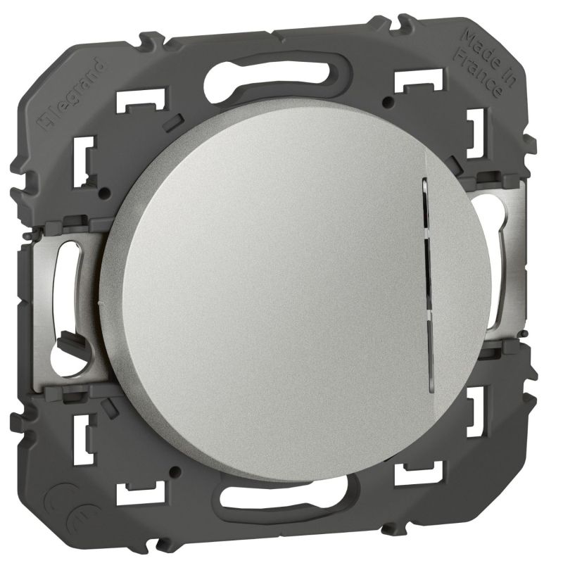 600116 Legrand - Dooxie Poussoir simple avec voyant lumineux 6A 250V - Aluminium