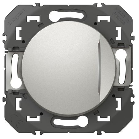600116 Legrand - Dooxie Poussoir simple avec voyant lumineux 6A 250V - Aluminium