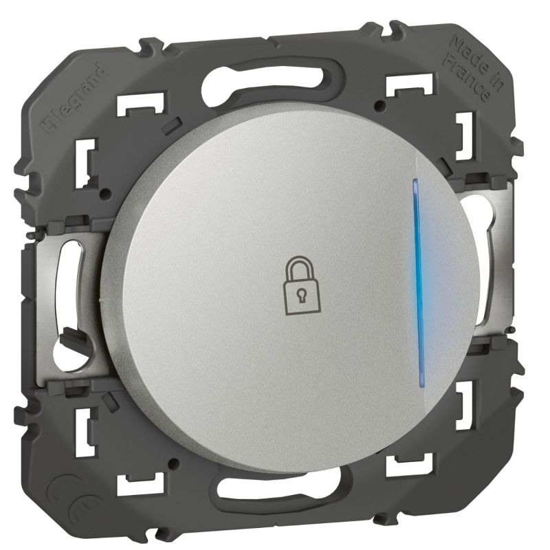 600117 Legrand - Dooxie Poussoir simple avec voyant lumineux marquage cadenas 6A 250V - Aluminium