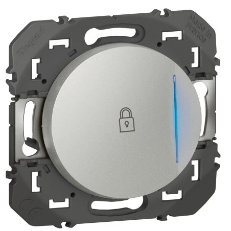 600117 Legrand - Dooxie Poussoir simple avec voyant lumineux marquage cadenas 6A 250V - Aluminium