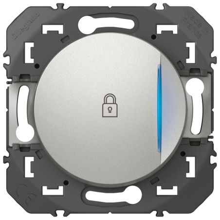 600117 Legrand - Dooxie Poussoir simple avec voyant lumineux marquage cadenas 6A 250V - Aluminium