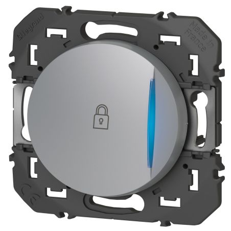 600117 Legrand - Dooxie Poussoir simple avec voyant lumineux marquage cadenas 6A 250V - Aluminium