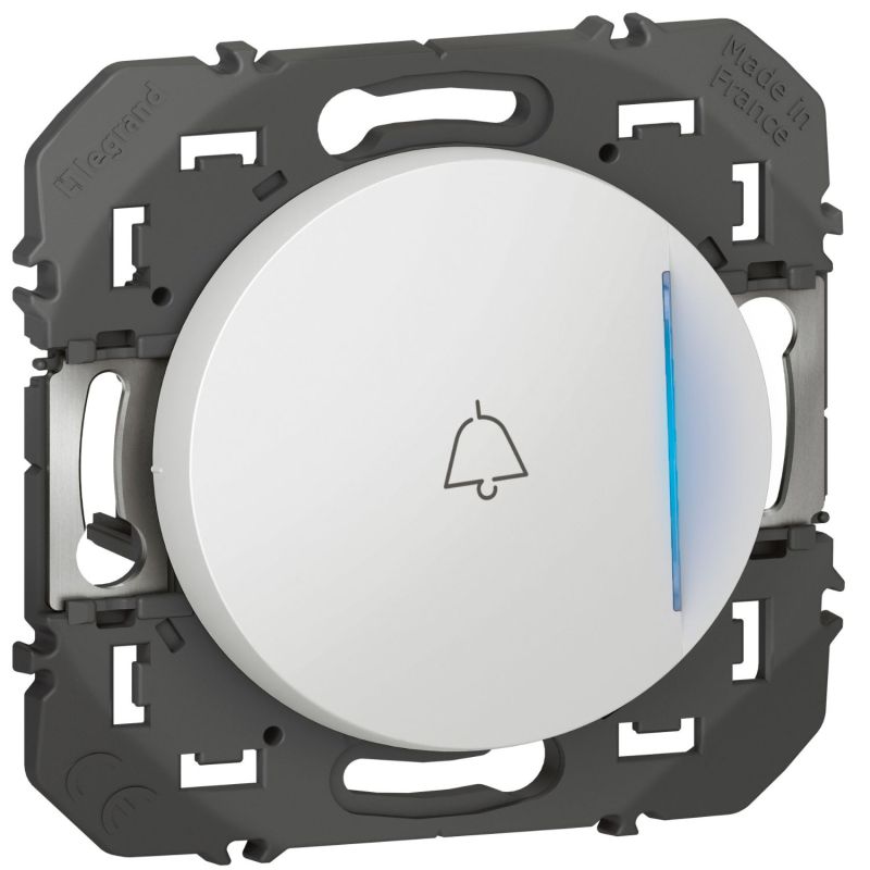 600018 Legrand - Dooxie Poussoir simple avec voyant lumineux marquage sonnette 6A 250V - Blanc