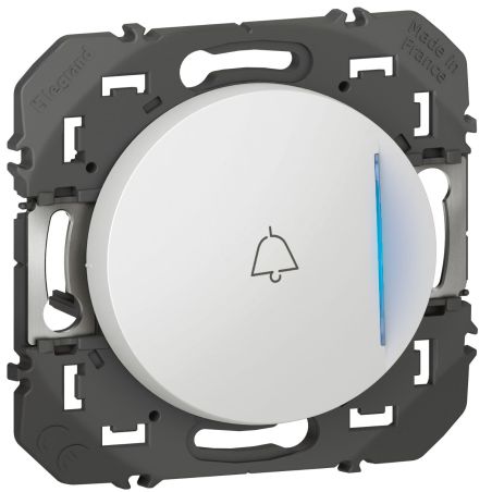 600018 Legrand - Dooxie Poussoir simple avec voyant lumineux marquage sonnette 6A 250V - Blanc