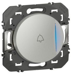 600118 Legrand - Dooxie Poussoir simple avec voyant lumineux marquage sonnette 6A 250V - Aluminium