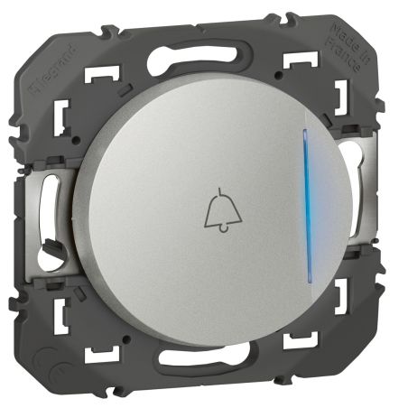 600118 Legrand - Dooxie Poussoir simple avec voyant lumineux marquage sonnette 6A 250V - Aluminium