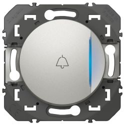 600118 Legrand - Dooxie Poussoir simple avec voyant lumineux marquage sonnette 6A 250V - Aluminium