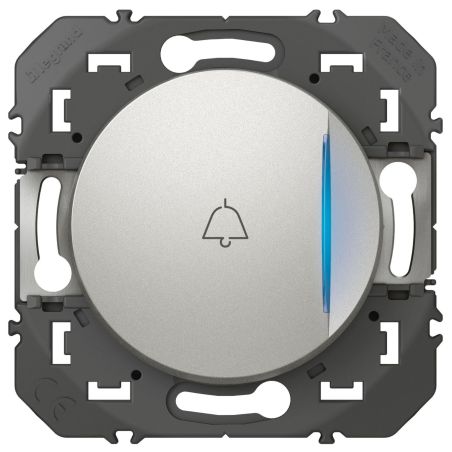 600118 Legrand - Dooxie Poussoir simple avec voyant lumineux marquage sonnette 6A 250V - Aluminium
