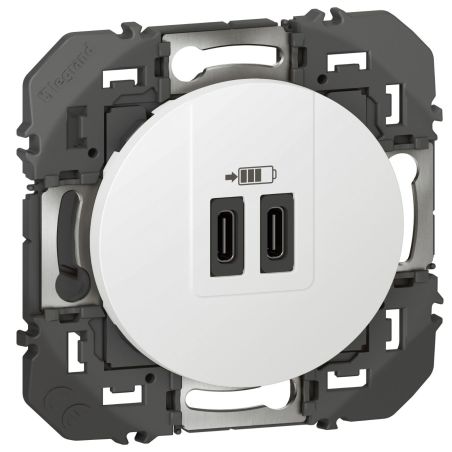 600345 Legrand - Dooxie Chargeur double USB Type-C 3A 15W - Blanc
