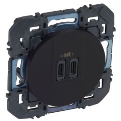 600545 Legrand - Dooxie Chargeur double USB Type-C 3A 15W - Noir