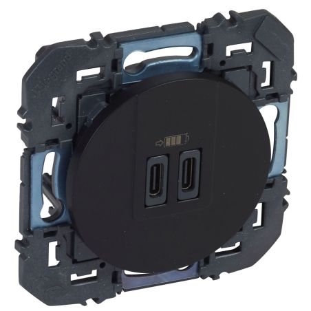 600545 Legrand - Dooxie Chargeur double USB Type-C 3A 15W - Noir
