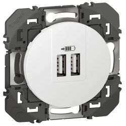 600343 Legrand - Dooxie Chargeur double USB Type-A 3A 15W - Blanc