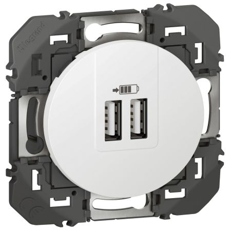 600343 Legrand - Dooxie Chargeur double USB Type-A 3A 15W - Blanc