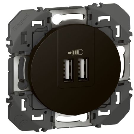 600543 Legrand - Dooxie Chargeur double USB Type-A 3A 15W - Noir