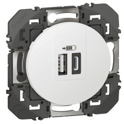 600349 Legrand - Dooxie Chargeur double USB Type-A + Type-C 3A - Blanc