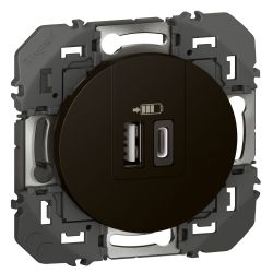 600549 Legrand - Dooxie Chargeur double USB Type-A + Type-C 3A - Noir