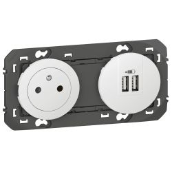 600342 Legrand - Dooxie Prise de courant 2P+T Surface 16A + 2 USB Type-A 3A précâblées - Blanc