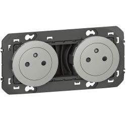 600432 Legrand - Dooxie Double prise de courant 2P+T Surface 16A précâblées - Aluminium
