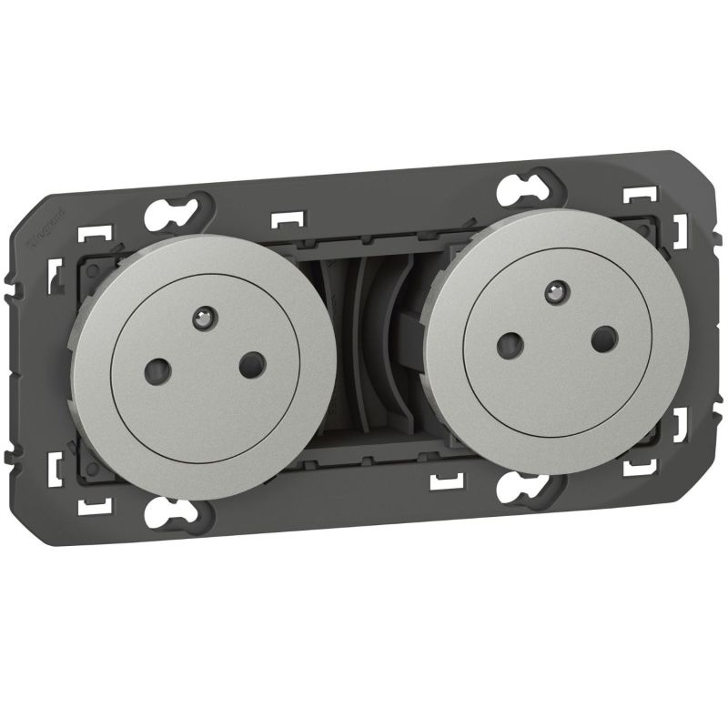 600432 Legrand - Dooxie Double prise de courant 2P+T Surface 16A précâblées - Aluminium