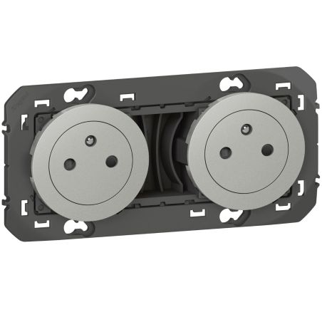 600432 Legrand - Dooxie Double prise de courant 2P+T Surface 16A précâblées - Aluminium