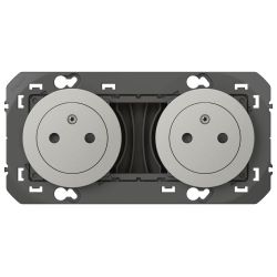 600432 Legrand - Dooxie Double prise de courant 2P+T Surface 16A précâblées - Aluminium