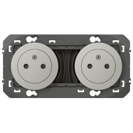 600432 Legrand - Dooxie Double prise de courant 2P+T Surface 16A précâblées - Aluminium
