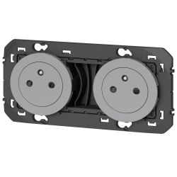 600432 Legrand - Dooxie Double prise de courant 2P+T Surface 16A précâblées - Aluminium