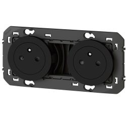 600532 Legrand - Dooxie Double prise de courant 2P+T Surface 16A précâblées - Noir