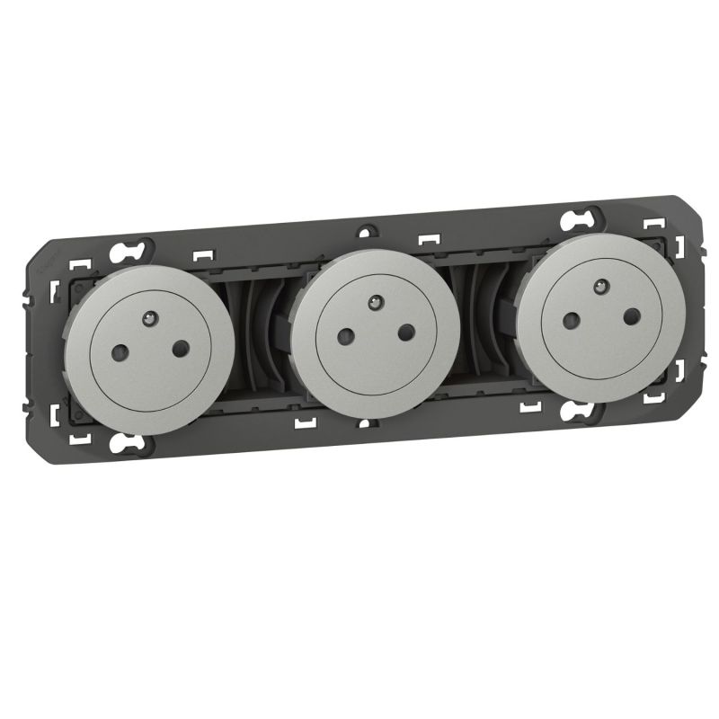 600433 Legrand - Dooxie Triple prise de courant 2P+T Surface 16A précâblées - Aluminium