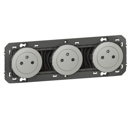 600433 Legrand - Dooxie Triple prise de courant 2P+T Surface 16A précâblées - Aluminium