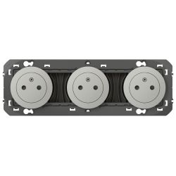 600433 Legrand - Dooxie Triple prise de courant 2P+T Surface 16A précâblées - Aluminium