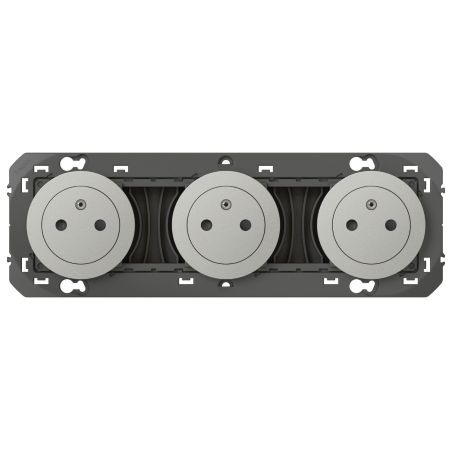 600433 Legrand - Dooxie Triple prise de courant 2P+T Surface 16A précâblées - Aluminium