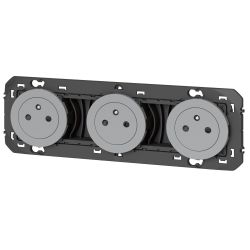 600433 Legrand - Dooxie Triple prise de courant 2P+T Surface 16A précâblées - Aluminium