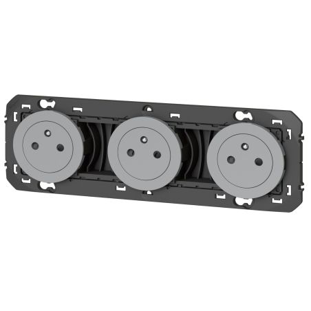 600433 Legrand - Dooxie Triple prise de courant 2P+T Surface 16A précâblées - Aluminium
