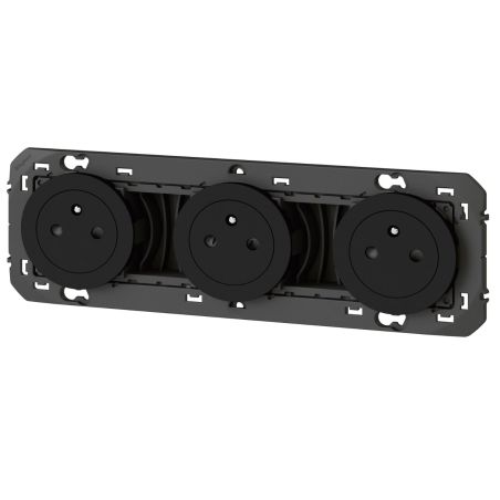 600533 Legrand - Dooxie Triple prise de courant 2P+T Surface 16A précâblées - Noir