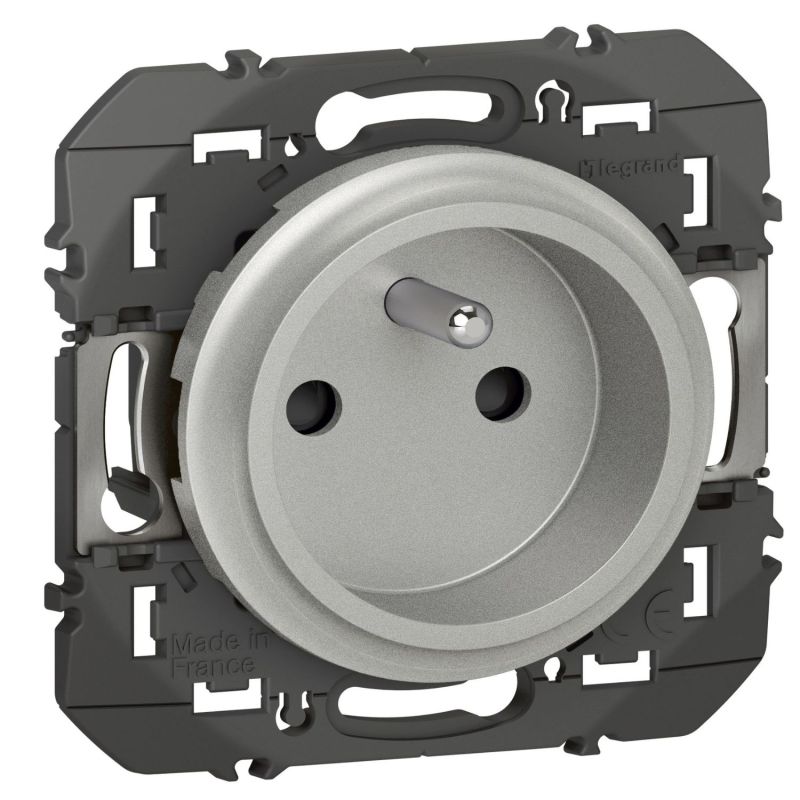 600428 Legrand - Dooxie Prise de courant 2P+T easyréno faible profondeur 16A - Aluminium