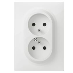 600321 Legrand - Dooxie Double prise de courant 2P+T compacte monobloc easyréno 16A avec plaque - Blanc