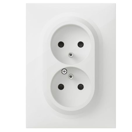 600321 Legrand - Dooxie Double prise de courant 2P+T compacte monobloc easyréno 16A avec plaque - Blanc