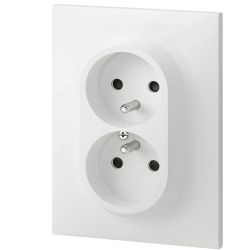 600321 Legrand - Dooxie Double prise de courant 2P+T compacte monobloc easyréno 16A avec plaque - Blanc