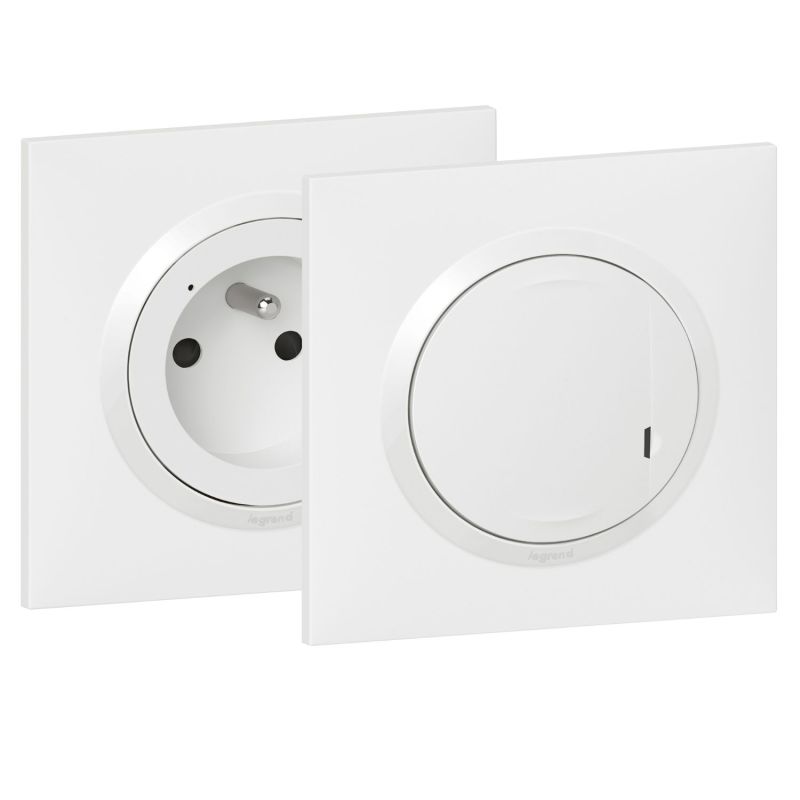 600694 Legrand - Dooxie Prêt-à-poser créer une prise commandée : 1 prise + 1 commande sans fil - Blanc
