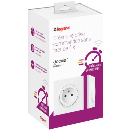 600694 Legrand - Dooxie Prêt-à-poser créer une prise commandée : 1 prise + 1 commande sans fil - Blanc