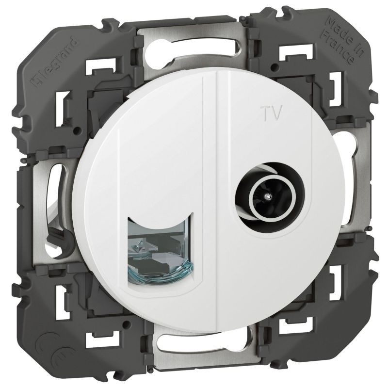 600352 Legrand - Dooxie Prise TV + RJ45 catégorie 6 STP compacte - Blanc