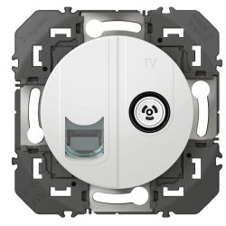 600352 Legrand - Dooxie Prise TV + RJ45 catégorie 6 STP compacte - Blanc
