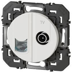 600352 Legrand - Dooxie Prise TV + RJ45 catégorie 6 STP compacte - Blanc