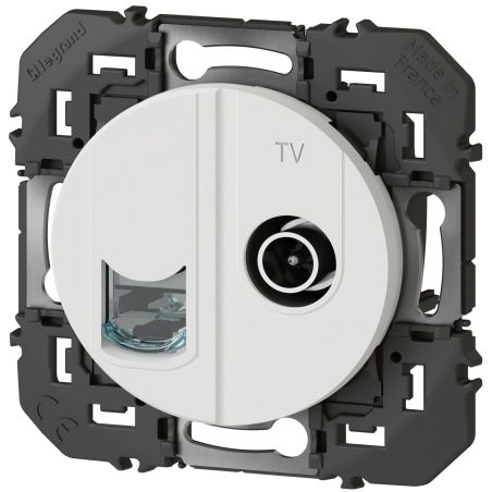 600352 Legrand - Dooxie Prise TV + RJ45 catégorie 6 STP compacte - Blanc