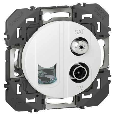 600358 Legrand - Dooxie Prise TV-SAT + RJ45 catégorie 6 STP compacte - Blanc