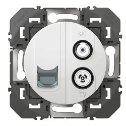 600358 Legrand - Dooxie Prise TV-SAT + RJ45 catégorie 6 STP compacte - Blanc